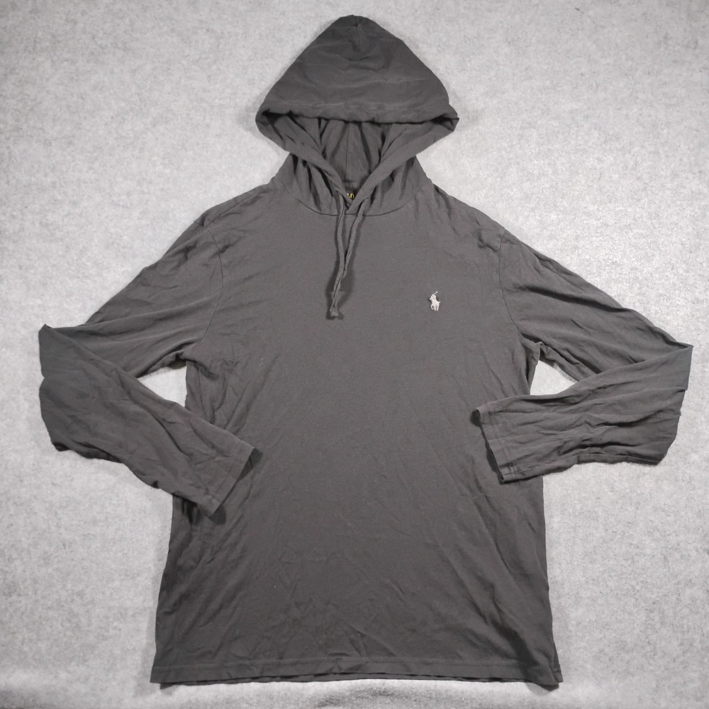 Polo Ralph Lauren Long Sleeve Jersey Hooded T Shirt Men's Medium Gray Pullover